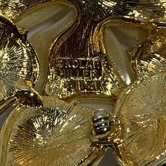 VINTAGE Sign NOLAN MILLER Jane Wyman PIN Lucite Flower Rhinestones Gold BOX COA