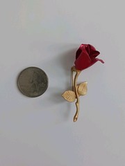 Vintage Avon Rose Brooch Gold Brass Pin 1980s 1990s 1970s Costume Jewelery