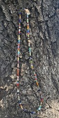 NEW Vtg Multi Colored Vibrant Glass Bead Necklace Boho Chic Made In India 13″
