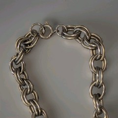 Vintage Silver Tone Double Link Charm Bracelet Chain 6.5″ Clasp Starter