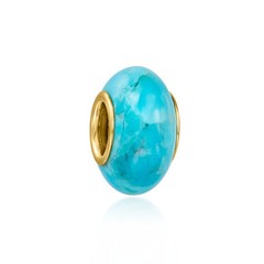 Ross-Simons 12x6mm Turquoise Bead Charm in 18kt Gold Over Sterling