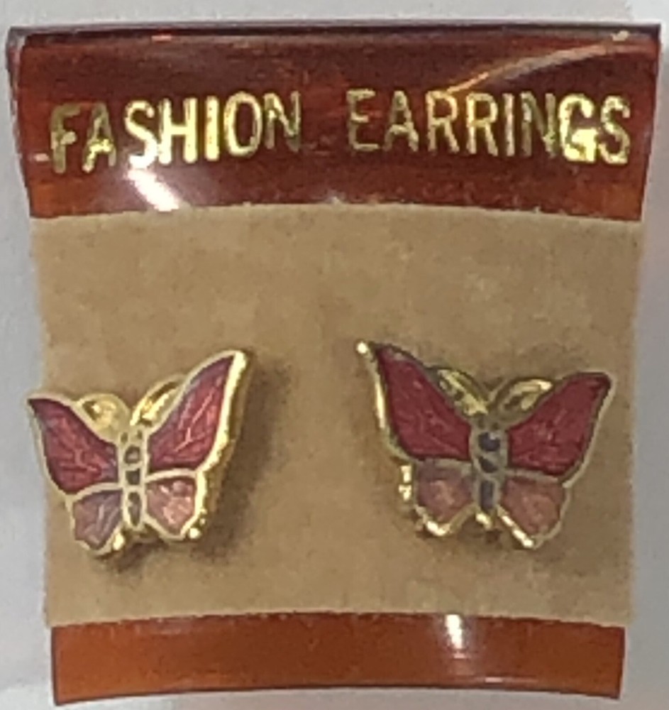 Enamel Earrings Stud Butterfly Vintage – NWT