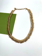 Vintage Trifari Gold Tone Choker Necklace Link Brush & Shiny Gold Elegant