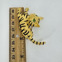VTG Trifari Tiger Cub Ark Series Brooch Pin 1966 Green Eyed Kitten Cat Gold Tone