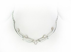 Gorgeous Vintage Art Nouveau Art Deco 925 Sterling Silver Shell Choker Necklace