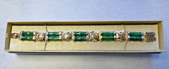 Vintage Chinese Nephrite Jade Bamboo Shape 5 Segment 10 Piece Bracelet With Box