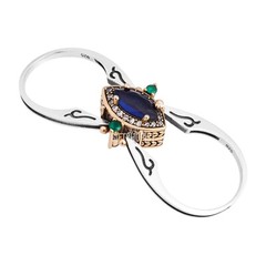 Turkish Reversible Marquise Cut Emerald Sapphire 925 Sterling Silver Ring