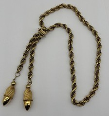 Vintage Lariat Double Dangle Components Polished W/Gold-Tone Rope Chain Unsigned