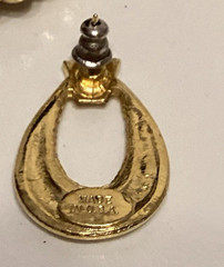 Vintage Gold Tone & Enameled Swirl Brooch And Earring Set
