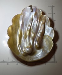 Huge Vintage Abalone Shell & Sterling Silver Pendant 925