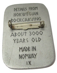 NORWEGIAN ROCK CARVING HIEROGLYPHICS VINTAGE PIN MADE IN NORWAY PEWTER VIKING