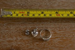 Vtg 925 Sterling Silver Jewelry Lot: 1987 Avon Ring, IBB chain, Heart Locket, S