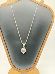 Vintage Faceted Clear Quartz Heart Set in Sterling Bezel on a 20″ Chain 9.5 Gr