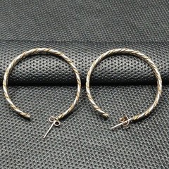 STERLING SILVER 925 Hoop Earrings Rrapped W/Gold Over Chain. 14.483