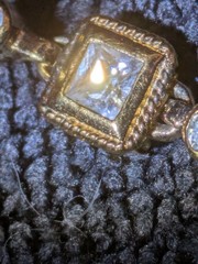 Sterling Silver Gold Plated CZ Link Bracelet Square Bezel Milgrain 7.5″ 16g