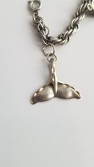 .75″ Vintage Sterling 925 SILVER Whale Tail no Bracelet CHARM Pendant
