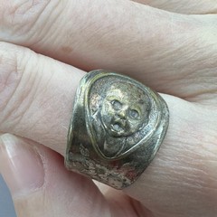 Vintage Oneida Gerber Baby Spoon Ring Heavy Patina Engraved 1981 Silver Size 8