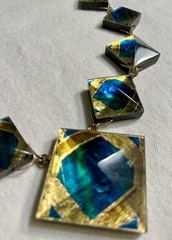 Vintage Signed 1992 Museum Modern Art Lucite Necklace Tiffany Mosaic Collection