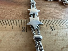 Vintage Italian 925 Sterling Silver Two Sliding Stars Double Rope Bracelet 7.75”