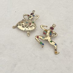 Brooch Tasha and Sasha Russian Dancers Multicolor Rhinestone Gold Tone