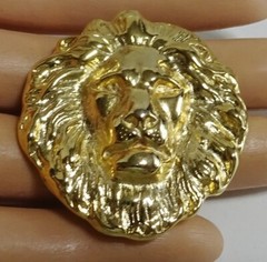 Large 1 5/8″ Vintage Leo Lion Lion’s Head Gold Plated Brooch Pin Ann Klein
