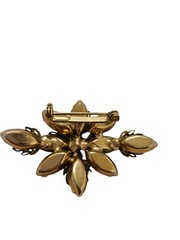 Vintage Goldtone Faceted Black Navette Stones Unsigned Brooch ~ 2 1/8″