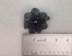 Monet Womens Black Metal Floral Brooch With Faux Pearl Center Pin Elegant Gift