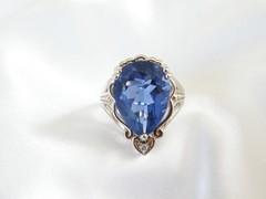 Vintage Sterling Silver 925 Large 10ct Natural Heated London Blue Topaz Ring 6