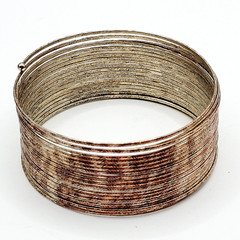 Slinky Wide Wrap Thin Wire Bangle Coppery Gold Tone Metal Vintage Bracelet