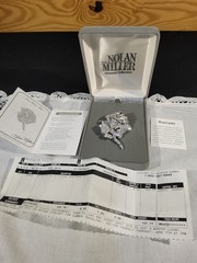 Nolan Miller QVC “Ava” Rose Pavé Crystal Rhinestones Brooch Silver Tone Rhodium