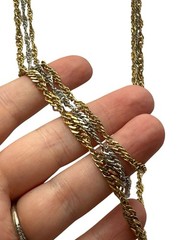 Vintage Two Tone Silver Gold Multi Strand Chains Necklace Graduated