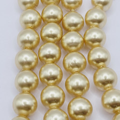 Double Strand 1950s Pearly Light Gold Color Beaded Choker Vtg Necklace 15 Inch