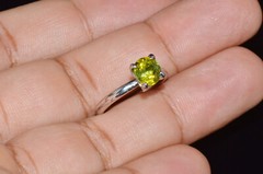 Certified Natural 1.7Cts Green Tourmaline Solid Platinum Solitaire Stacking Ring