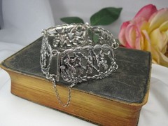 Vintage European Sterling Silver Story-Telling Panel Bracelet