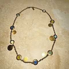 Coach Vintage Gold‑Tone Multicolor Cabochon Station Necklace – 18″ Y2K Era RARE