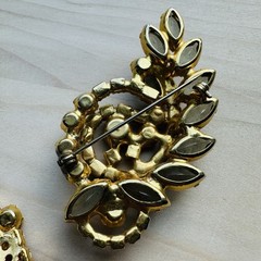 VTG Statement Brooch Earrings Match Set Navette Spiral Juliana Weiss MCM Gold