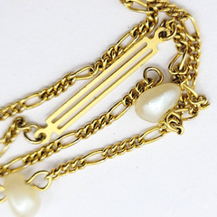 Freshwater Pearl Multi Style Link Gold Tone Chain Vtg Station Necklace 24 Inch