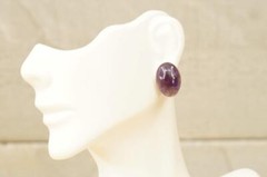 Vintage Estate Jewelry Oval Cabochon 17MM x 12MM Amethyst Clip Earrings