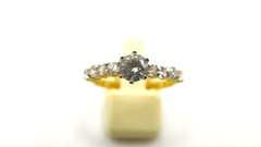 18K Gold Plated CZ Pave Ring Cubic Zirconia Bridal Engagement Wedding Size 7.5