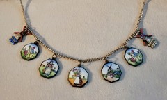Antique Vintage Dutch Necklace Enamel Copper Charms Souvenir HollandNetherlands