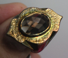 Vintage K AMATO NH 925 Smoky Quartz Ring 8