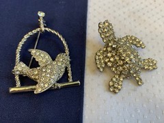Vtg Brooch Lot Alpaca Sarah Cov MOP Enamel Faux Gem Scatter Pins Costume Jewelry