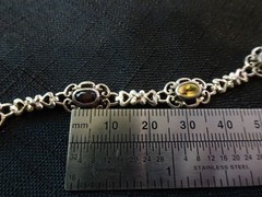 #656–VINTAGE STERLING SILVER HAN-925-BRACELET–6-STONES