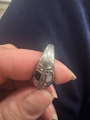 Vintage Sterling Silver Ring Cubic Zirconia Onyx Mother Of Pearl Size 7 A2