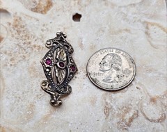 VICTORIAN REVIVAL STERLING SILVER PINK TOPAZ BROOCH / Pin Tested