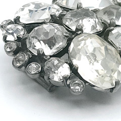 Vintage 1940s Eisenberg Original Clear Rhinestone Pot Metal Fur Dress Clip 3in