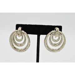 Vintage Dangle Clip On Earrings Pave Rhinestone Crystal Dangle Drop 1980s BinU