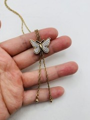 Vintage 1979 Avon Butterfly 17” Silver & Gold Tone Lariat Dangle Style Necklace