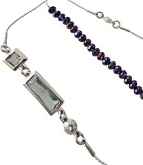 Henri Bardel Silver Tone Purple Clear AB Faceted Crystal Signature Necklace