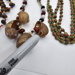VTG Ethnic Tribal Necklace Lot of 4 Shell Seed Bead Wood Boho Beach Jewelry